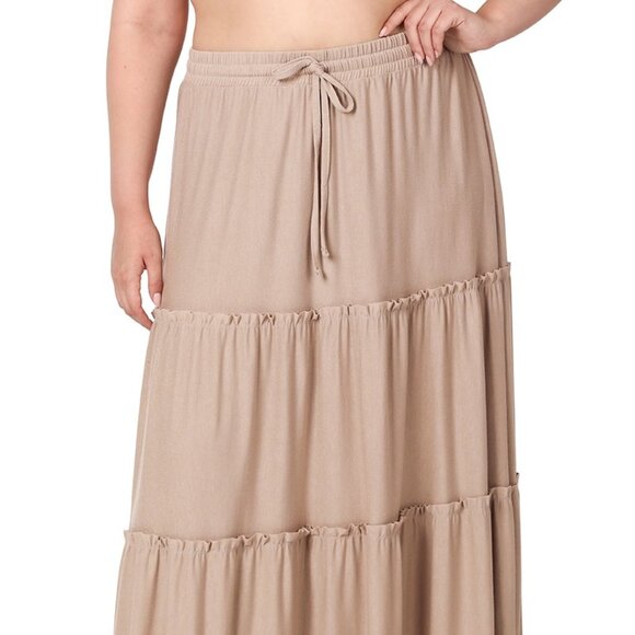 sunsetandshores Dresses & Skirts - $10 BB 17 Maxi Skirt Plus Sized Tiered Ruffled Drawcord Waist- Chai Tea